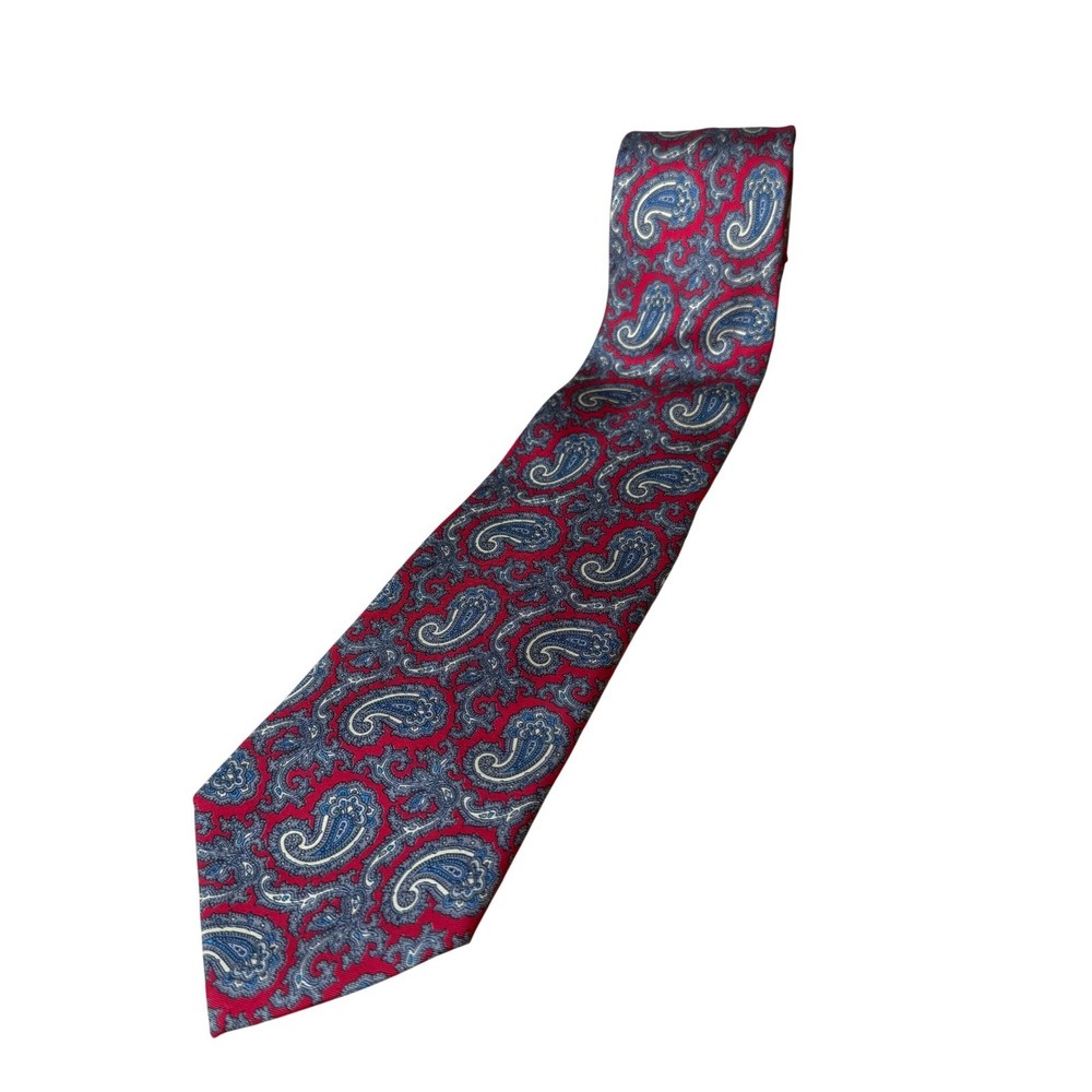 Christopher‎ Hayes Mens Italian Silk Paisley Necktie OS Red Academic Preppy